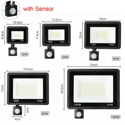 LED FloodLight PIR Motion Sensor Waterproof Outdoor Wall Light Led Spotlight 100W 50W 30W 20W 10W For Garden Street Lighting