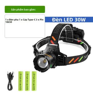 Đèn Pha LED Siêu Sáng 990000000LM Có Thể Sạc Lại 6000M Đèn Pin Đội Đầu Mạnh Mẽ Để Câu Cá Săn Bắn Với 360 Độ ° Góc Chiếu Sáng