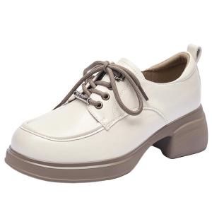Josiny | Thick Sole Loafers Shoes Lace-up  Deep Mouth