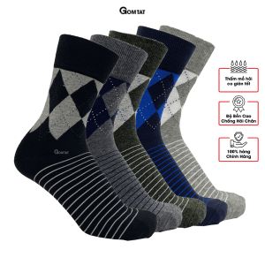 Vớ nam cổ cao công sở GOMTAT mẫu MIX07 chất liệu cotton mềm mại hút ẩm thoáng khí - GOM-MIX07-1DOI