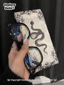 Luxury Artistic Sunglasses Case Portable Protective Storage Bag for round Ming Garden Imperial Snake Dark Fragment Eyewear Bag