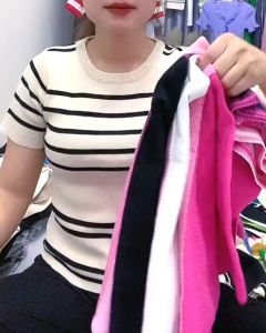 💥[A006] Áo len thun nữ Montoghi dệt kim Quảng Châu CỔ POLO in chữ Barbie xinh xắn và thanh lịch - L2M