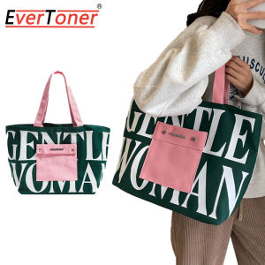 EverToner Women Canvas Tote Bag For Female Fashion Large Capacity Gentle Woman Ladies School Shopping Commuting Handbag