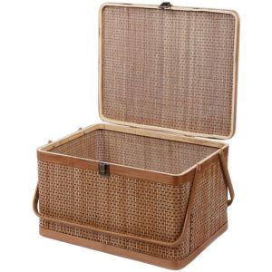 Bamboo Woven Fruit Packaging Basket Food Dim Sum Bamboo Box Year Goods Gift Dragon Boat Zongzi Mid-Autumn Mooncake Bamboo Box