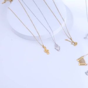 Music Note Pendant Necklace Stainless Steel Womens Double-Layer Bead Chain Music Enthusiast Hip-Hop Punk Jewelry Gift