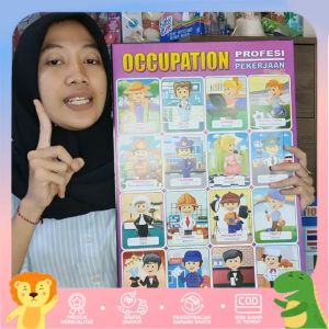 Paket 10 Poster Belajar Anak Edukasi Angka Huruf Binatang Buah Sayur dll
