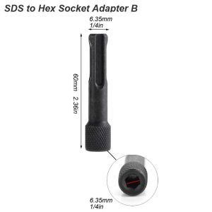 SDS Plus Convert to 1/4 Hex Shank Magnetic Socket Nut Impact Driver Electric Hammer Adapter Power Drill Screwdriver Converter