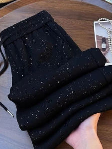 XIBAIYI | XXL Shimmer Diamond Wide Leg Pants