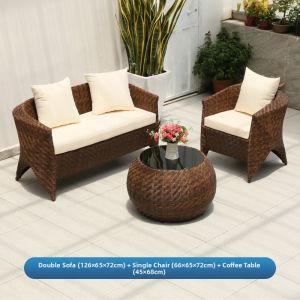 FENGZHAOHUANG | Waterproof UV-Resistant Outdoor 3-Seater Sofa Combination