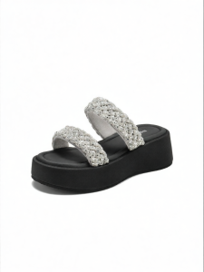 Belle | Shimmering Thick Heel Sandal Slippers