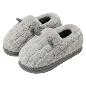 Mens Cotton Slippers Winter Thick Bottom Anti-slip Plush Indoor Home Wearable Slip-On Shoes Warm Flat Heel EVA Sole