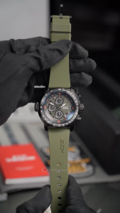 Jam Tangan Pria Expedition Chronograph EX 6335 GCREPGN Box Set Black Dial & Green Rubber Strap