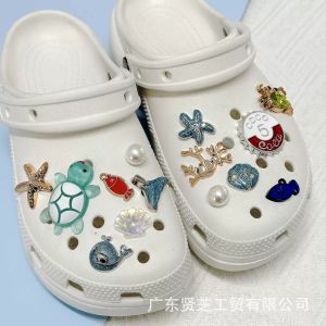 14Pcs Crocs Jibbitz Charms Ocean World Whale Turtle Crab Shoe Buckle Detachable Shoe Decoration for Crocs
