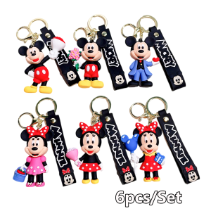 New Creative Mickey Minnie Keychain Cute Mickey Mouse three-dimensional doll keychain men and women bag Pendant