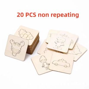 Meade | 20pcs Montessori Kids Drawing Toys Wooden DIY Painting Stencils family Educational Craft Puzzle imitate Toys for Kids Gifts