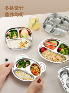 Childrens 304 Stainless Steel Food Grade Dinner Plate Boys Girls Eating Dish Kindergarten Baby Special Utensils Cartoon Design Antibacterial