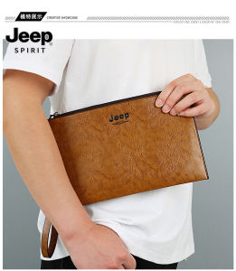 JEEP SPIRIT 1941 ESTD 2024 Mens File Bag Clutch Bag Casual Large Capacity Mens Multi-Card Sit Clutch Bag