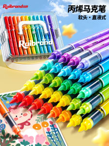 Water-Based Acrylic Marker Pens Soft Tip Childrens Washable Non-Transparent Overlapping Colors Elementary Art Special Brush 48 Colors Watercolor Pen 60 Drawing 24 Color Pen 72 Acrylic Pen Core