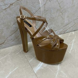 Elegant Nude Pageant Platform Heels Straps Buckle Womens Mules Size 36-45