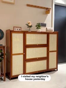 Bamboo Shoe Cabinet Storage Rack 3/4/5 Doors 100/135cm Ultra-Thin Balcony Flip Bucket Storage