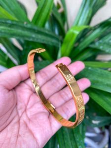 GELANG EMAS CUFF POLOS UKIR LAPIS EMAS ANTI LUNTUR