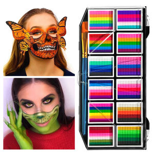 12 Colours Water-Soluble Rainbow Palette Childrens Face Body Paint Halloween Stage Makeup Body Paint Pigments Face Makeup