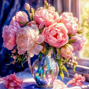 Huacan New Arrivals 2026 Diamond Painting Pink Peony Glass Vase Diamond Embroidery Flower Complete Kit Craft kit Holiday Gift
