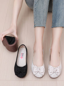 Spring and Autumn New Old Beijing Cloth Shoes Women Flat Shallow Mouth Breathable Casual Shoes Fashion Bow Comfortable Womens Shoes