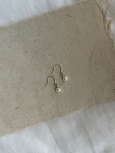 Natural water Pearl Earrings 14K Gold Plated Baroque Shape French Vintage Anti-Allergy Hook for Women Handmade Jewelry