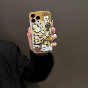 Cute Coffee Dog And Cat Phone Case Creative Crossbody Protection for Apple iPhone 15 14 pro 13 Mini 12 Personalized 11 Hand Rope XS Max XR