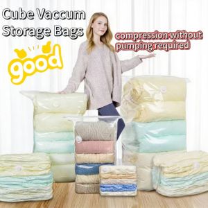 Cube Vacuum Storage Bags Umbo Vacuum Seal Bags for Clothes Bedding Blanket Comforter Duvet Pillow Idea for Travel & Closet