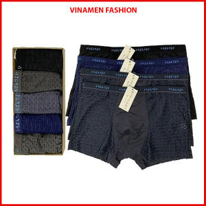 Hộp 5 quần sịp nam đùi boxer thông hơi thun lạnh nhiều lỗ thoát khí thoáng mát quần lót nam đùi co dãn 4 chiều thấm hút tốt