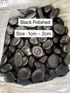 1KG (1cm~2cm) Black Polished Pebble Stone Batu Hitam berkilat Gardening Landscape Decor Massage Stone Batu Hiasan Taman