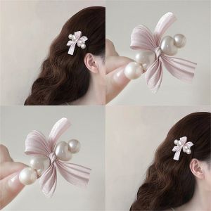 Sweet Pearl Butterfly Knot Hair Clip Duckbill Hair Clip Travel Hair Card Elegant Hair Accessories for Women Girls