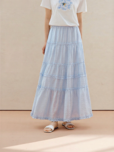 INMAN | Lycell Wood Ear Lace Stretch Waist Midi Skirt