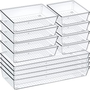 60/6/9/12Pack Drawer Organizers Clear Plastic Tub Containers for Bathroom Dressing Table Storage Home Organization Makeup Kit