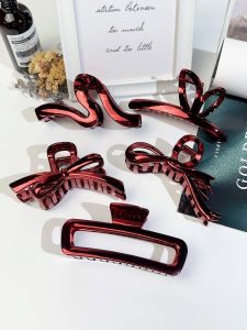 กิ๊บติดผมรูปฉลามขนาดใหญ่สีแดงทองแดงชุบทองชั้นสูง กิ๊บติดผมสไตล์เกาหลีสำหรับผมยาวและผมหนา