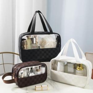 2023 New Large Capacity Transparent Waterproof Makeup Bag Womens Travel Toiletry Storage Bag High Aesthetic Value PVC Material