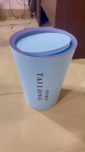 ถังขยะทรงกลมฝาหมุน มี 2 สี ให้เลือก ฟ้า-ขาว