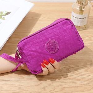 K-style Fabric Clutch Coin Purse for Women Long Fashion Three-Layer Large Capacity Zipper Large Screen Phone Key Case Bags