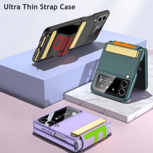 Ốp cho Samsung Galaxy Z Flip 7 Flip 6 Flip 5 Flip 4 Flip 3 dây đeo cổ tay có dây đeo len kính máy ảnh bảo vệ