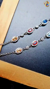 Collection Grade Colorful Duo Bao Sapphire S925 Silver Adjustable Chain Bracelet