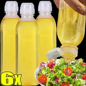 🔥Ready Stock🔥 6/1PCS Kitchen Oil Bottles 300/500ML Plastic Seasoning Squeeze Bottles Dispenser Ketchup BBQ Sauces Olive Oil Container Cooking Gadgets