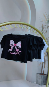 Crop Top Blouse for Kids Girls 5-12 Years Old Cute Printed Design Party Outfit Blouse Tops for Girls