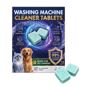 Washing Machine Cleaner Tablets For Pet Owners Eliminating Pet Odors Remove Pet Hair Clean Laundry Washer Drum And Tub