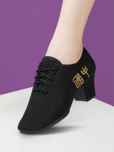 GUYAN | Professional Soft Sole Dance Shoes For Women Medium Heel Oxford Cloth