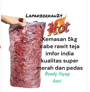 ( 5KG ) CABE RAWIT TEKA CAPLAK KERING KUAKITAS SUPER MERAH SUPER PEDAS