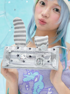 LOLA DESIGN | Soft Striped Bunny Ear Pencil Case