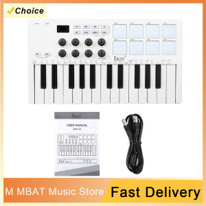 IRIN | IRIN 25-Key Portable USB MIDI Control Keyboard with 25 Velocity Sensitive Keys 8 RGB Backlit Pads 8 Knobs for Music Production