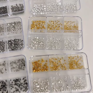 Shinycat 6 Grid/Kotak Hiasan Kuku Mix Size Pearl Half Round Nail Accessories 3D Bahan Metal Nail Art